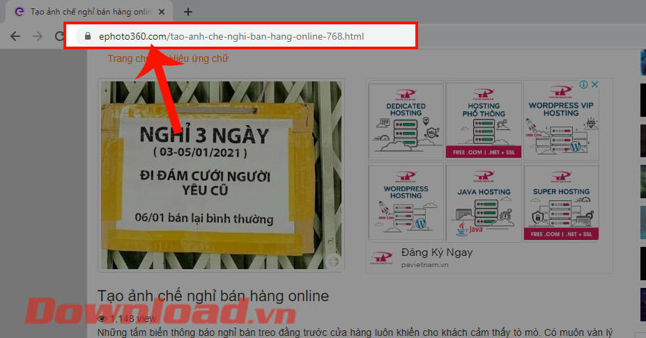Truy cập vào đường link