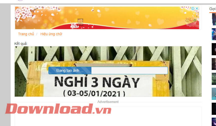 Đợi hệ thống tạo ảnh