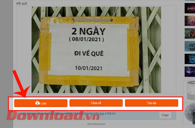Nhấn nút Lưu lại hình ảnh 