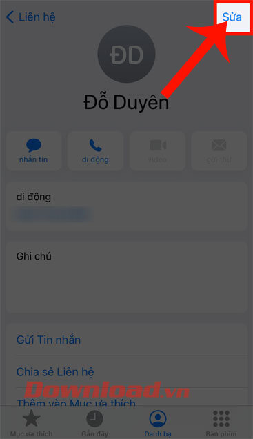 Nhấn vào nút Sửa