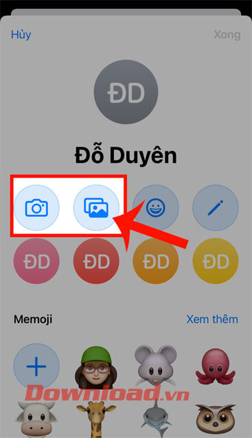 Nhấn vào biểu tượng thư viện ảnh 