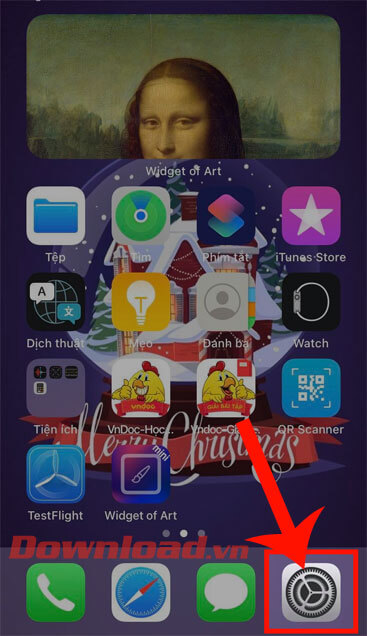 Nhấn vào mục Cài đặt