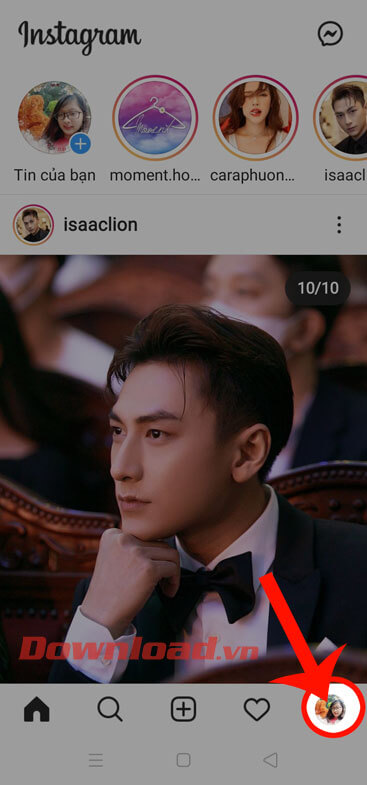 Nhấn vào ảnh avatar