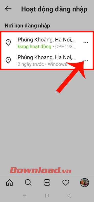 Ấn vào dấu ba chấm