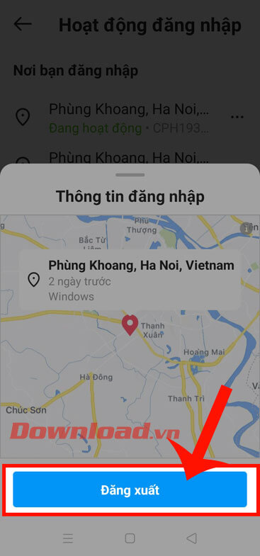 Nhấn vào nút Đăng xuất