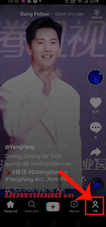 Nhấn vào mục Tôi