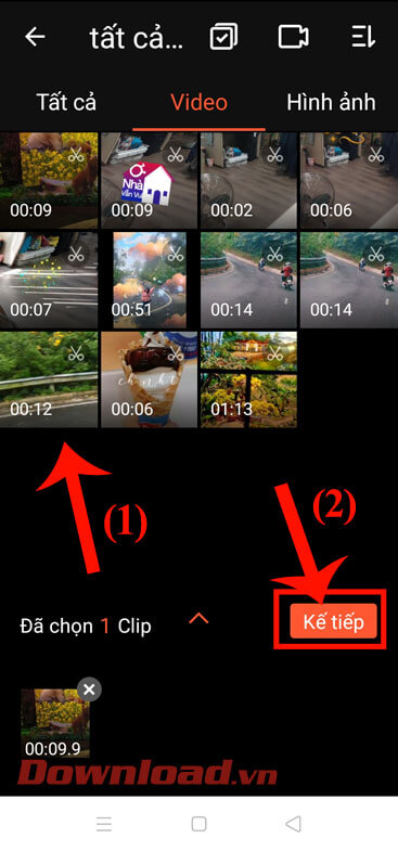 Chọn video chỉnh sửa