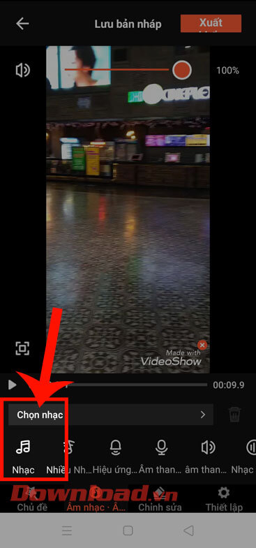 Chạm vào nút Chọn nhạc