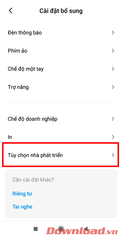 Tùy chọn nhà phát triển