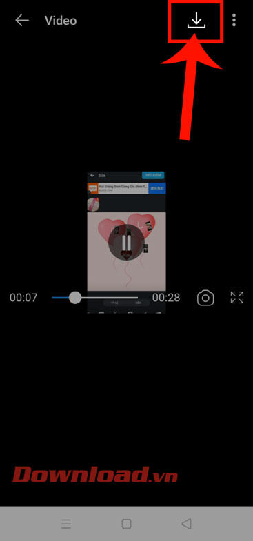 Nhấn vào mũi tên đi xuống 