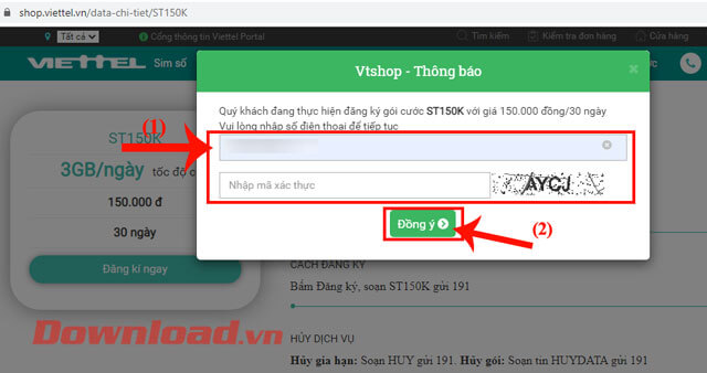 Nhập số điện thoại và mã xác nhận
