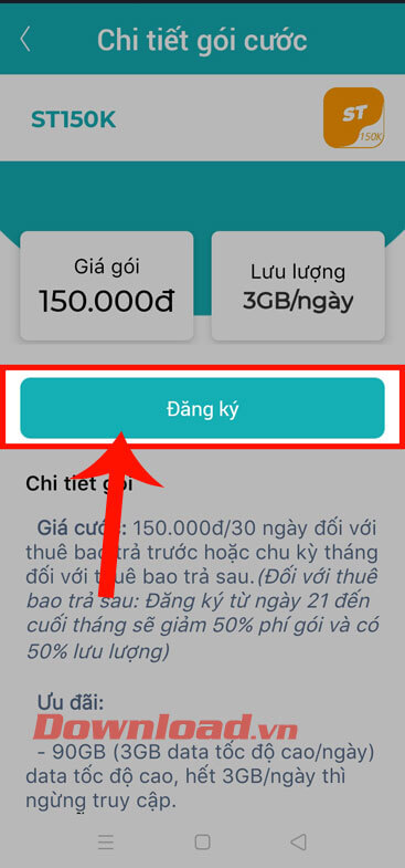 Chạm vài nút Đăng ký