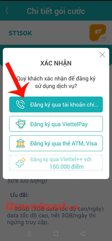 Chọn hình thức thanh toán