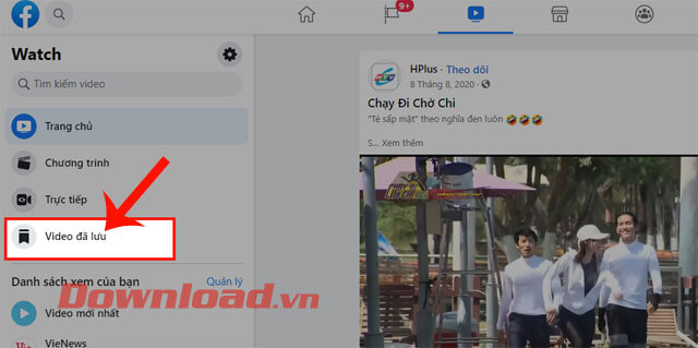 Ấn vào mục Video đã lưu