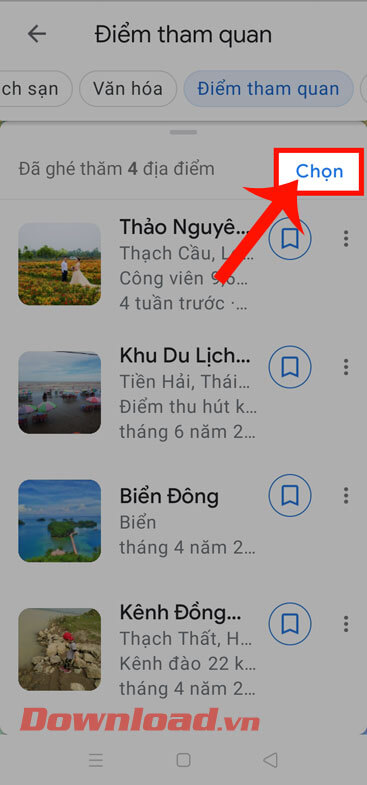 Nhấn vào nút Chọn 