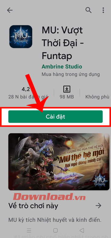 Chạm vào nút Cài đặt