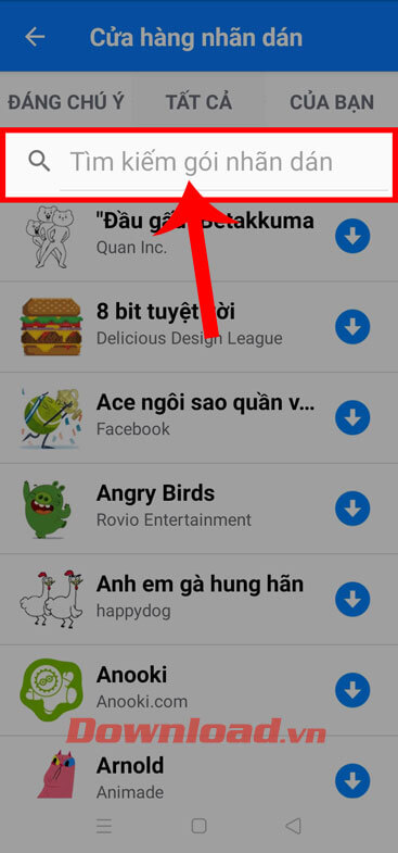 Ấn vào ô tìm kiếm