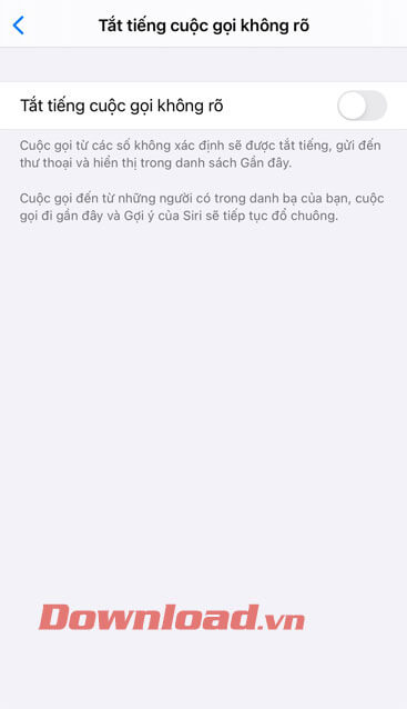 Đã tắt chuông cuộc gọi lạ