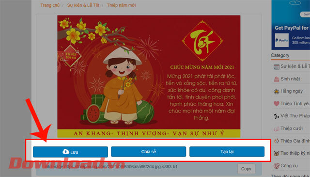 Lưu thiệp vào điện thoại