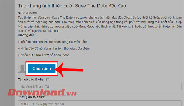 Nhấn nút Chọn ảnh 