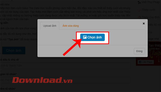 Ấn vào nút Chọn ảnh 