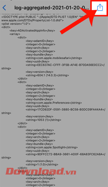 Nhấn vào mục Biểu tượng mũi tên đi lên