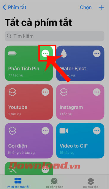 Ấn vào biểu tượng dấu ba chấm
