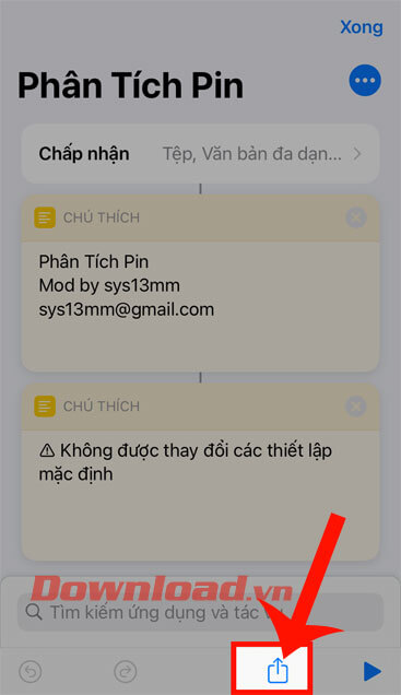 Chạm vào biểu tượng mũi tên đi lên