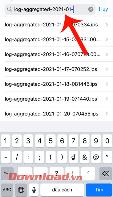 Nhấn vào tệp dữ liệu 