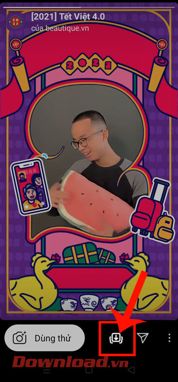 Ấn vào biểu tượng đi xuống