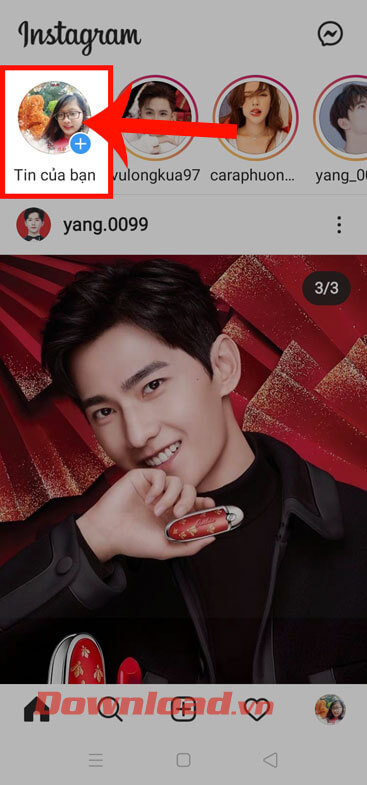 Nhấn vào mục Tin của bạn