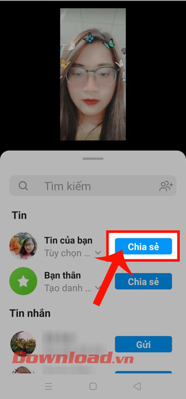 Nhấn nút Chia sẻ