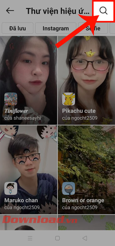 Chạm vào biểu tượng kính lúp