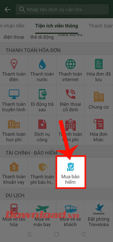 Ấn vào mục Mua bảo hiểm