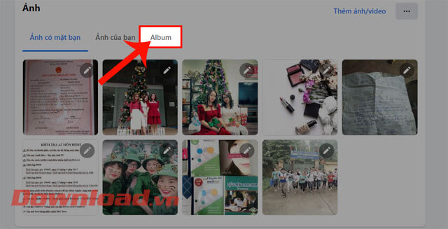 Click chuột vào mục Album 