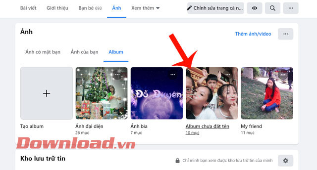 Ấn vào một Album bất kỳ