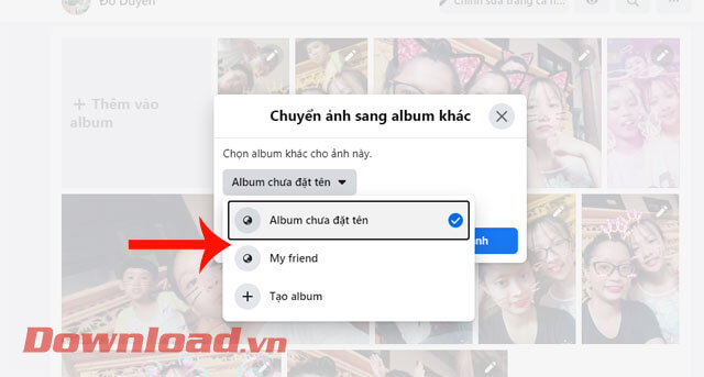 Chọn Album bạn muốn di chuyển tới