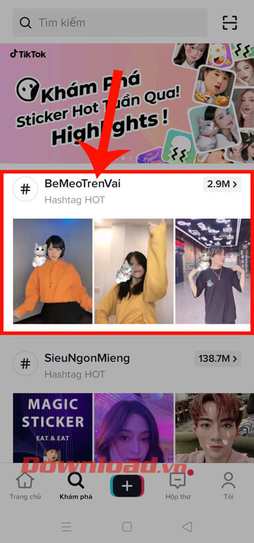 Ấn vào hiệu ứng #BeMeoTrenVai