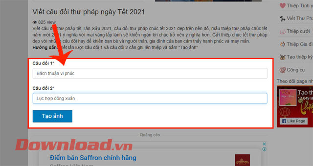 Nhập câu đối Tết