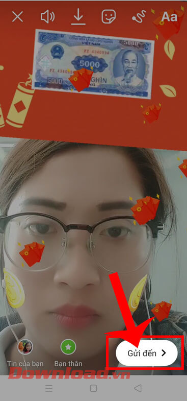 Ấn vào nút Gửi đến