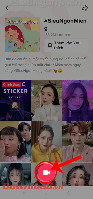 Nhấn vào biểu tượng máy quay 