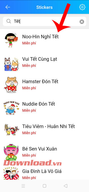 Nhấn vào một bộ nhãn dán