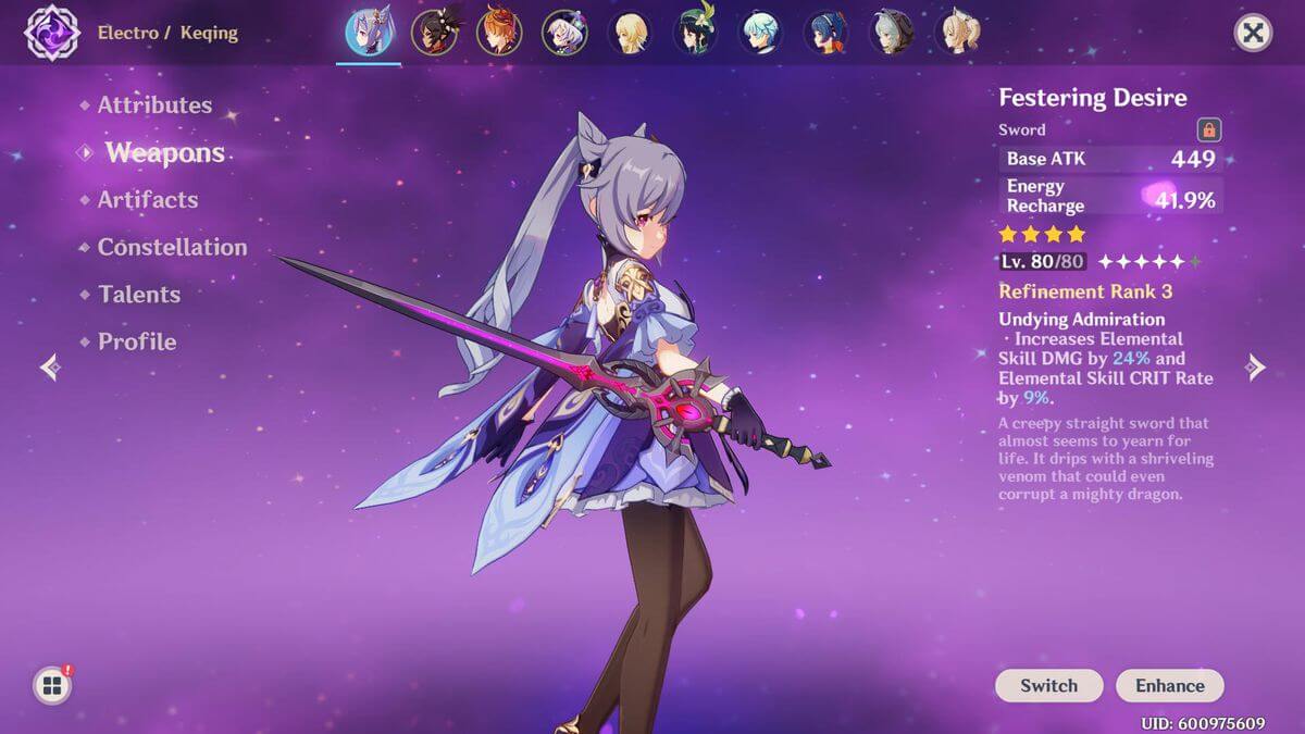 Festering Desire trong Genshin Impact