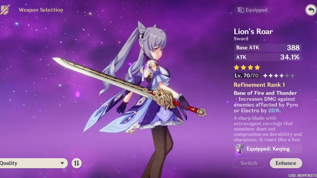 Lion's Roar trong Genshin Impact