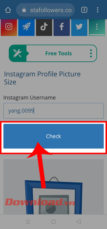 Chạm vào nút Check