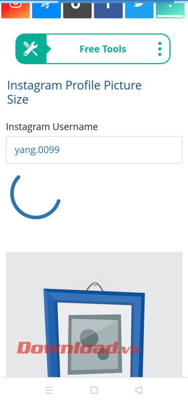 Đợi hệ thống tìm tài khoản Instagram