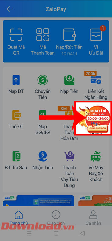 Nhấn vào biểu tượng của chương trình 