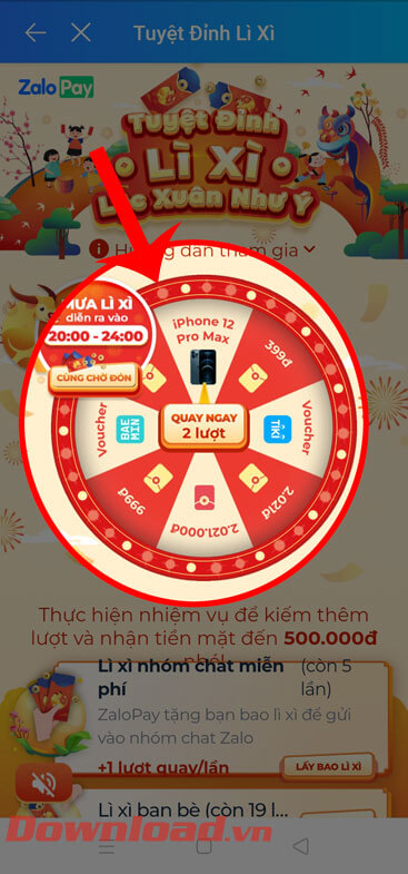 Chạm vào nút Quay ngay