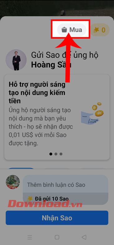 Nhấn vào mục Mua