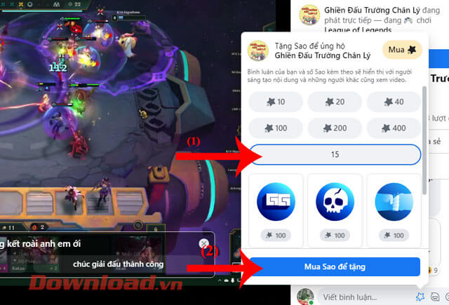 Nhập số lượng sao mà bạn muốn gửi